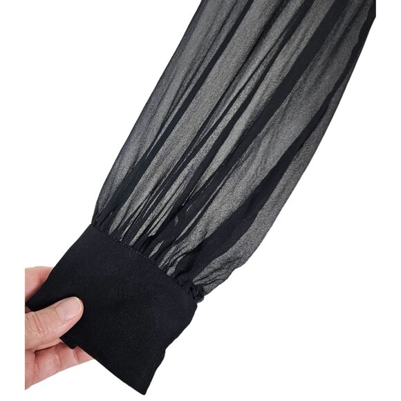 Maggy London Sheer Black Long Buttoned Duster Silk Jacket and Pants Size 10 Pet - Picture 7 of 13